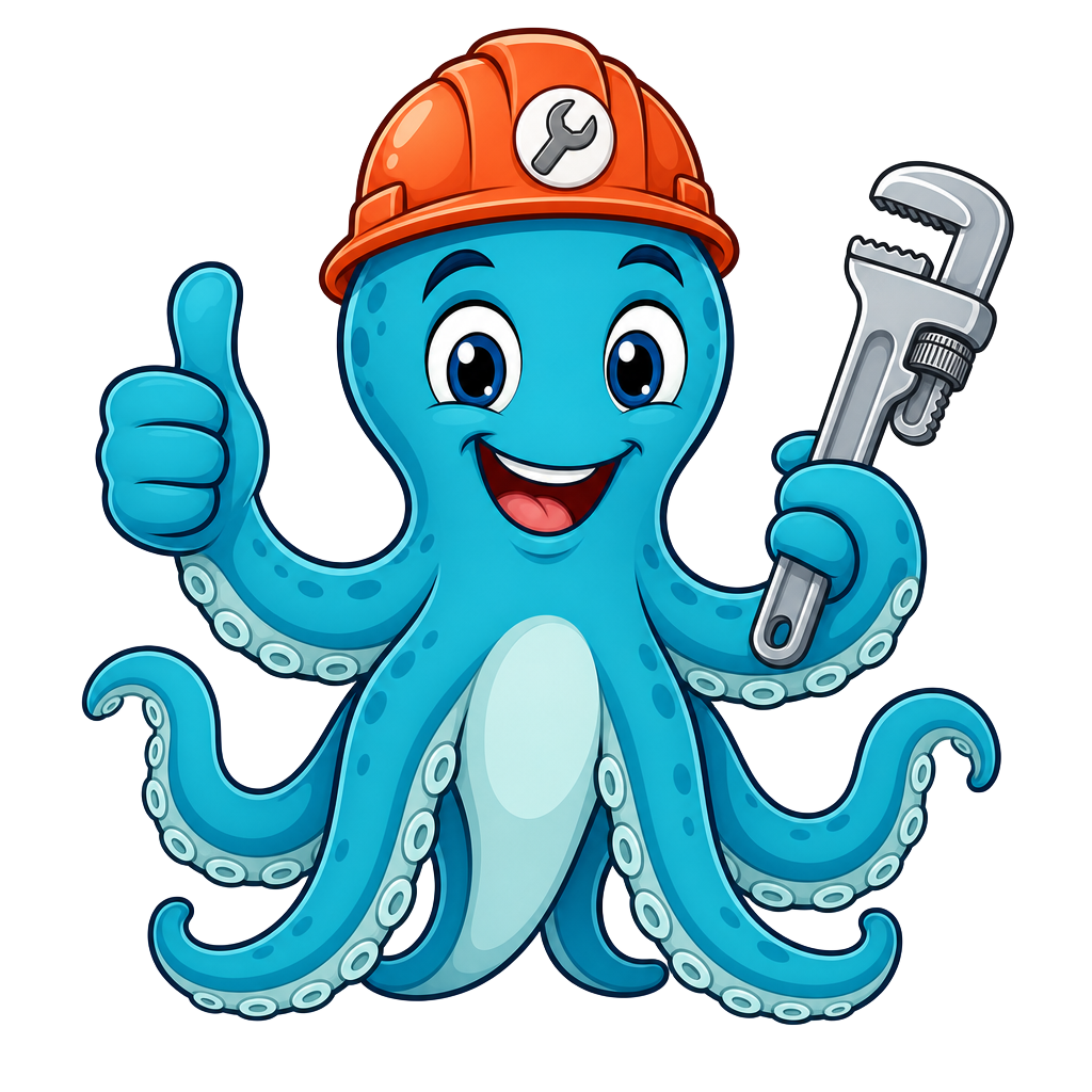 Pip the plumber octopus mascot